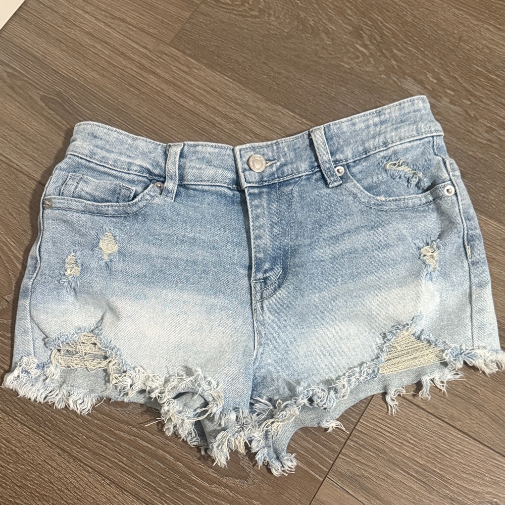 Project rebel Distressed Light Blue Denim Shorts size 1